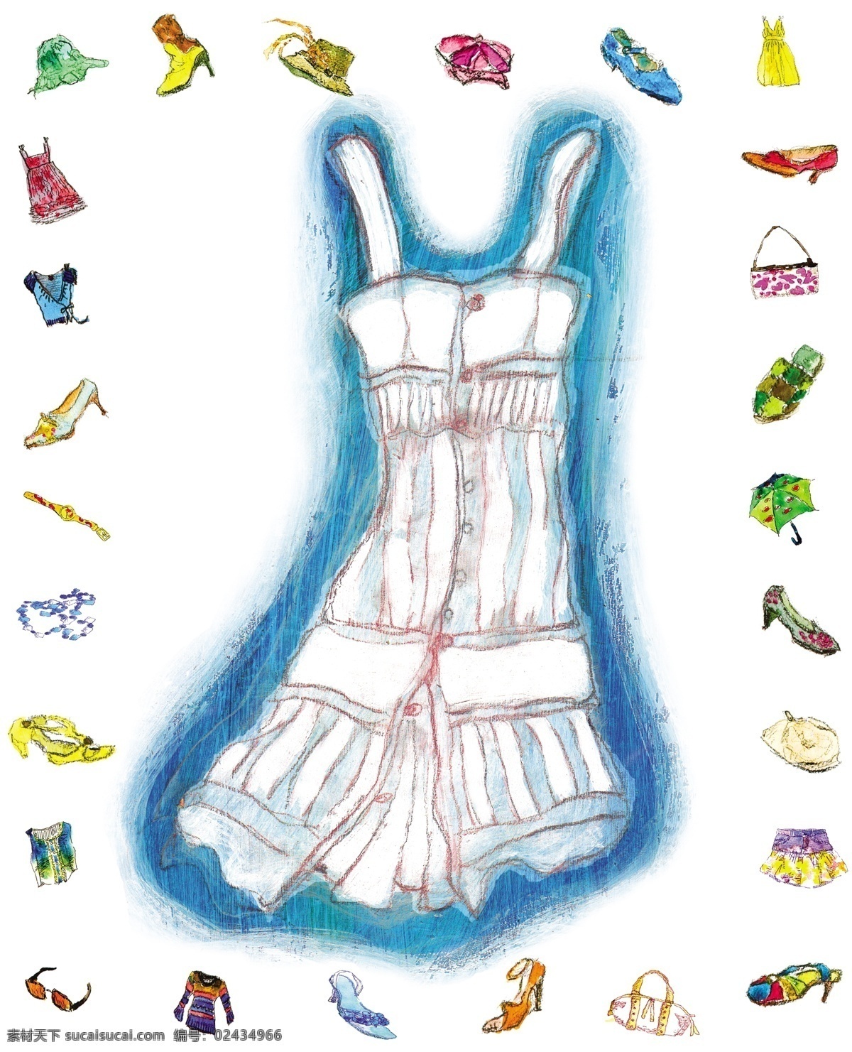 韩国服装插画 安寤 白色
