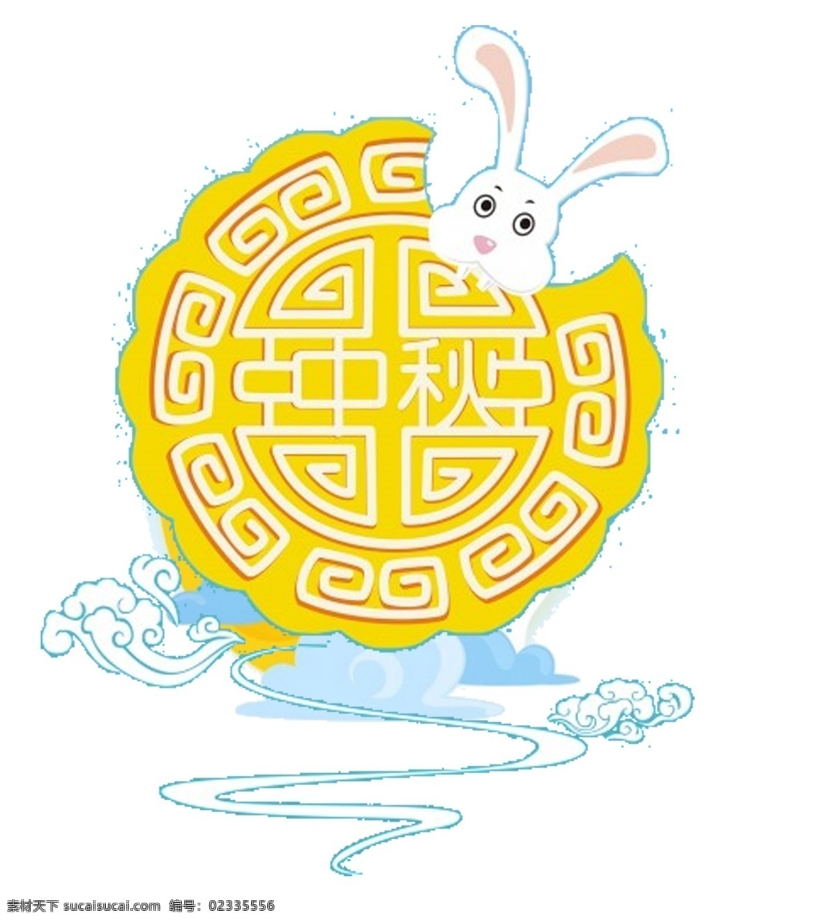 吃 月饼 兔子 元素 卡通 中秋节 中秋 月饼兔子