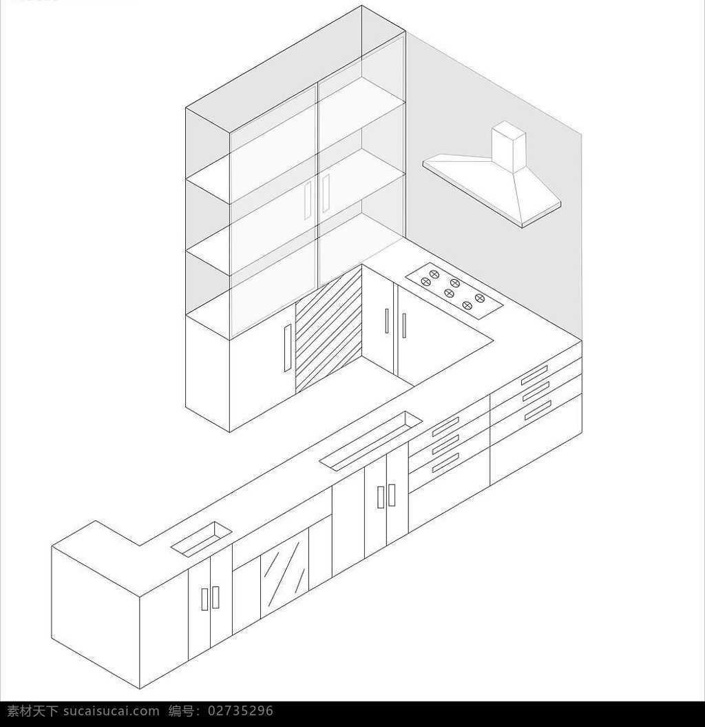 柜台 厨房柜台设计 立体图 建筑家居 家居家具 矢量图库