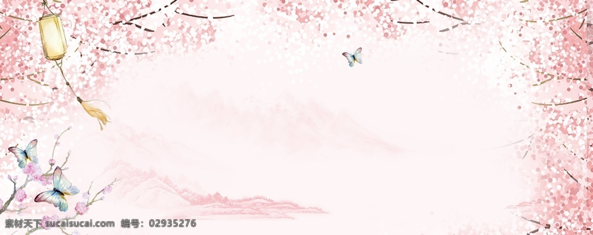 粉色 花朵 banner 背景 典雅展板背景 复古展板背景 古典展板背景 新中式背景 展板背景 中国背景 中国风 中国风背景 中国山水展板
