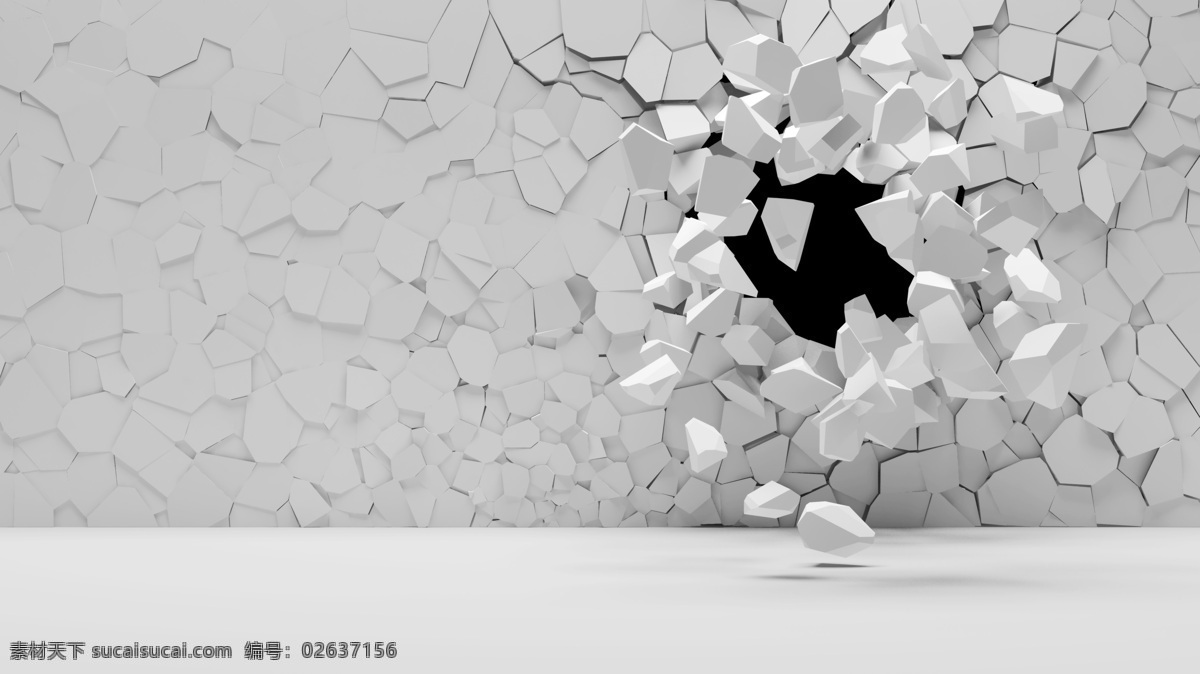3d 3d设计 3d作品 白色 背景 高清图片 黑色 灰色 3d墙面 墙 墙面 砖块 碰破 裂痕 裂洞 装饰素材 背景墙