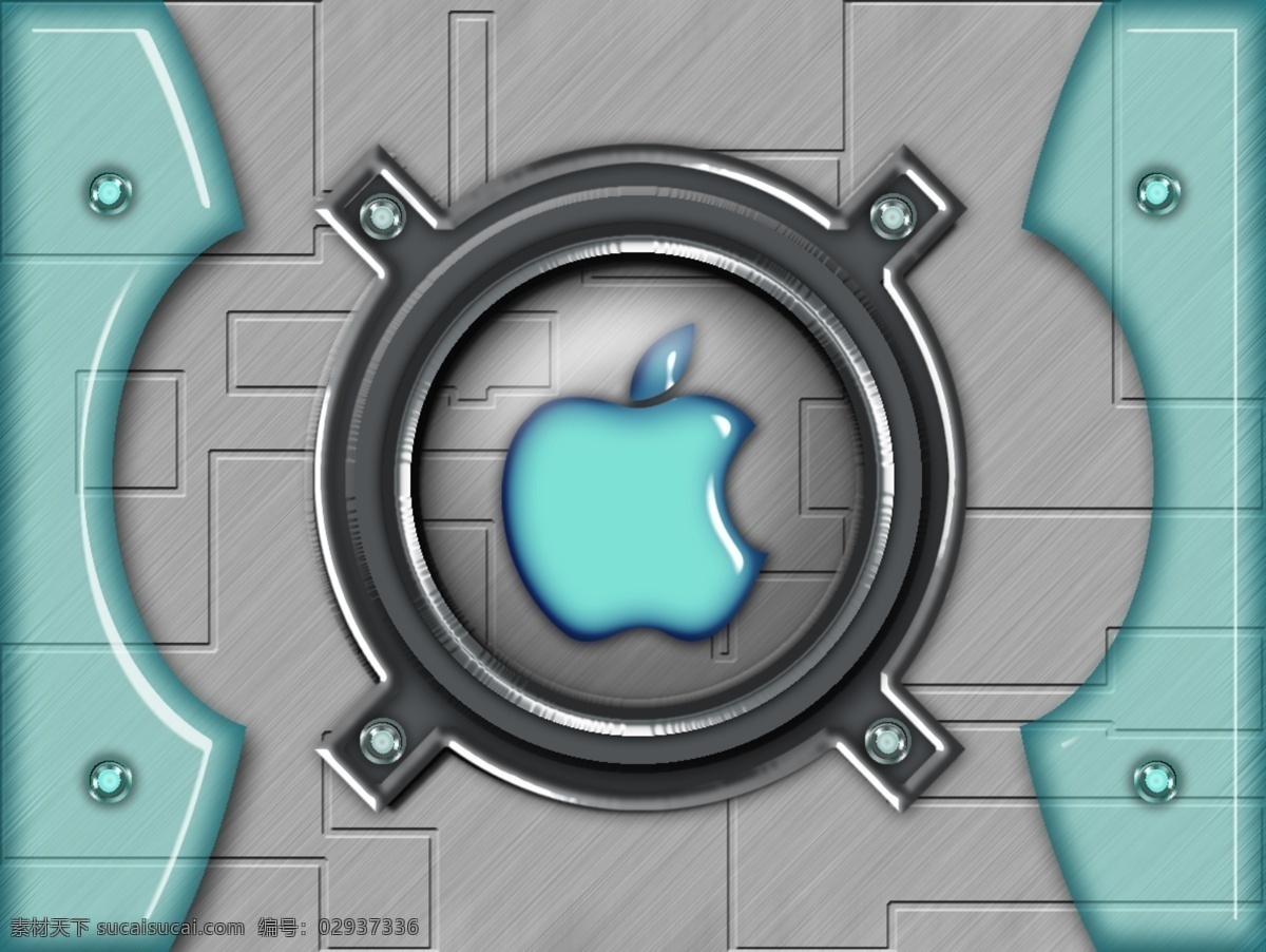 苹果桌面一 苹果桌面 苹果 桌面 水晶 金属质感 灰色