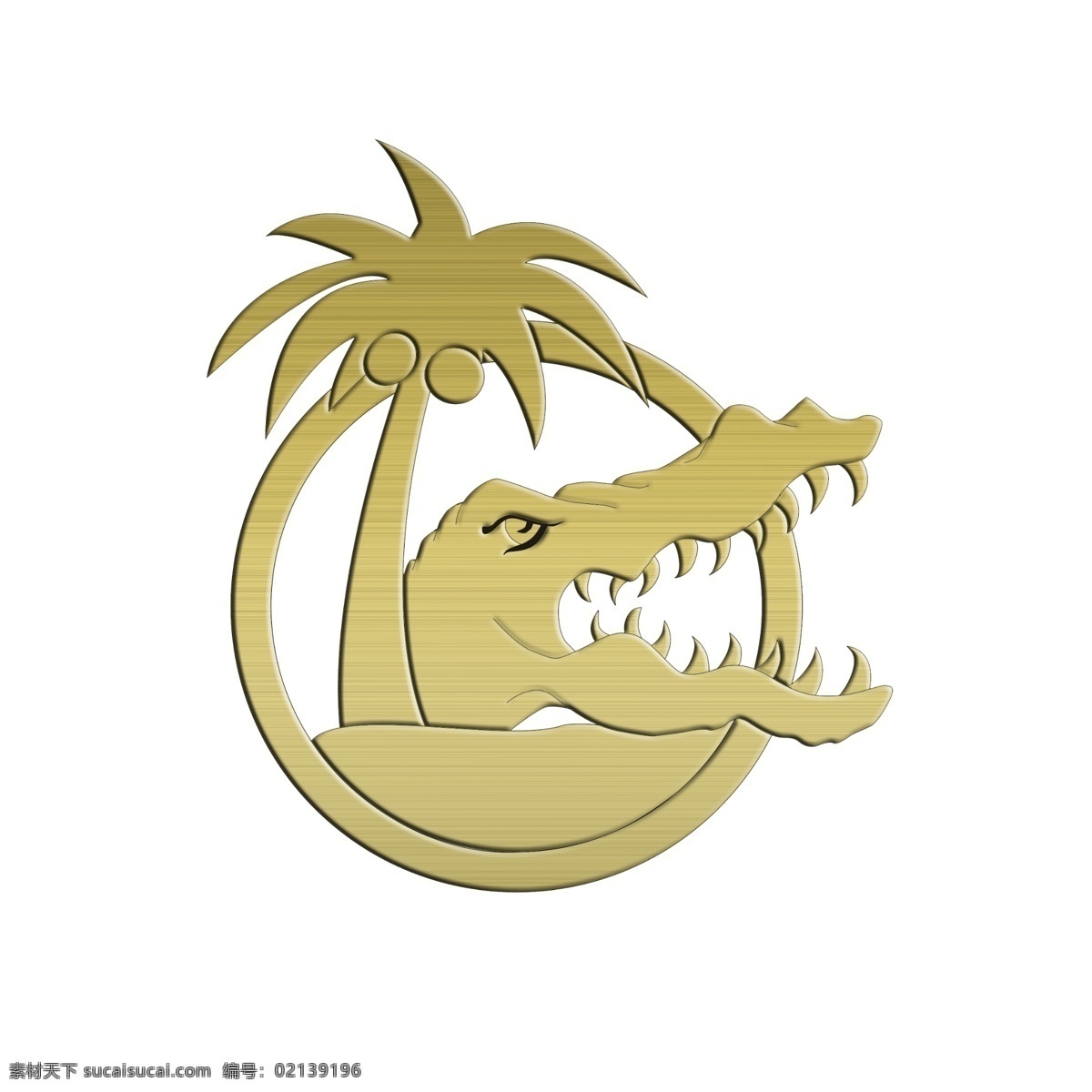 鳄鱼标志 鳄鱼 logo 标志 木质质感 浮雕 椰子树 质感 标志设计 广告设计模板 源文件