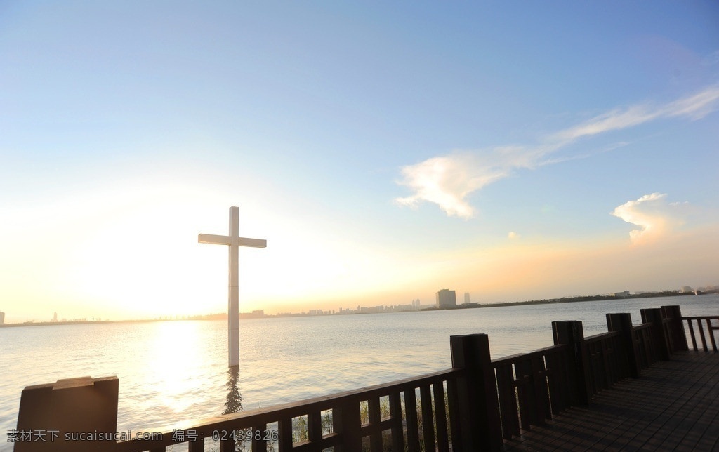 蓝天 十字架 白云 耶稣 风景 独墅湖 湖边 阳光 建筑景观 自然景观