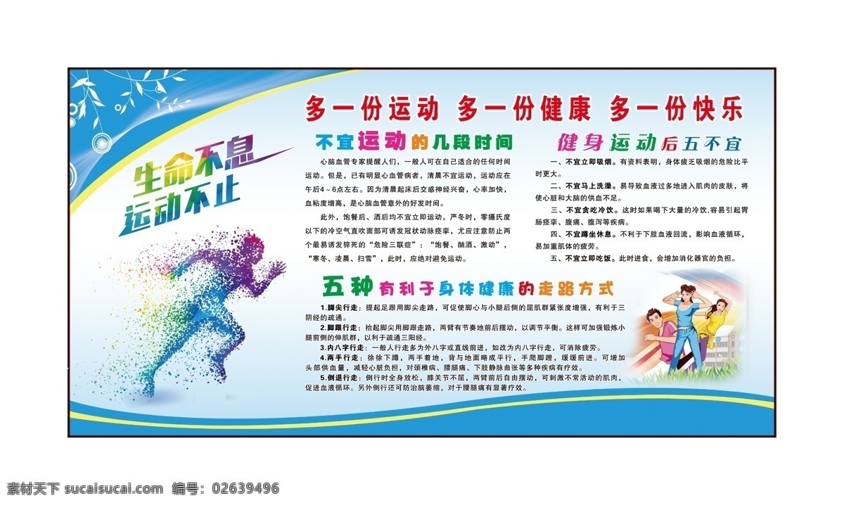 健身常识 运动 室内健康运动 健身房 工会活动室 五种利于 健康的方式 不宜运动 几段时间 健身运动后 五不宜 生命不息 运动不止 体育活动室 宣传展版 展牌 展板模板