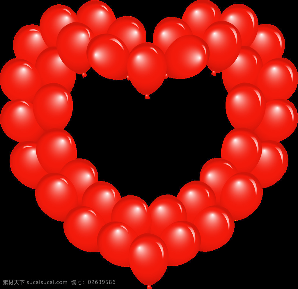 红色 心形 气球 元素 红心 png元素 透明素材 免抠元素