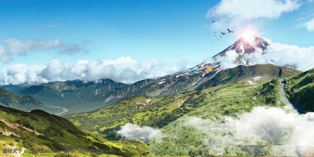 励志 企业 文化 蓝色 展板 背景 船 高山 骑行 企业背景 企业蓝图 天空