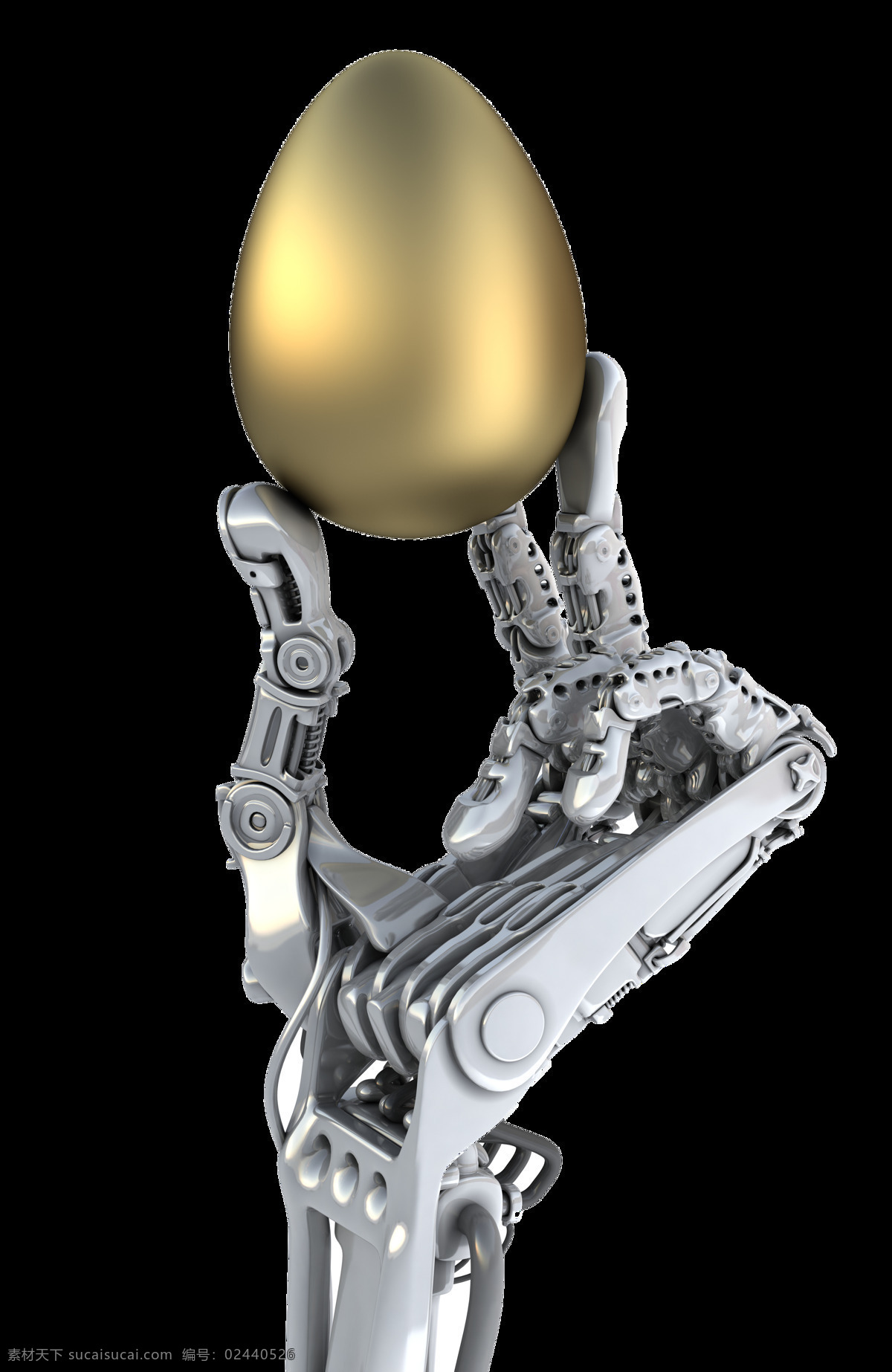 机械手 金 蛋 元素 png元素 机器人 金蛋 免抠元素 实物 透明元素 质感