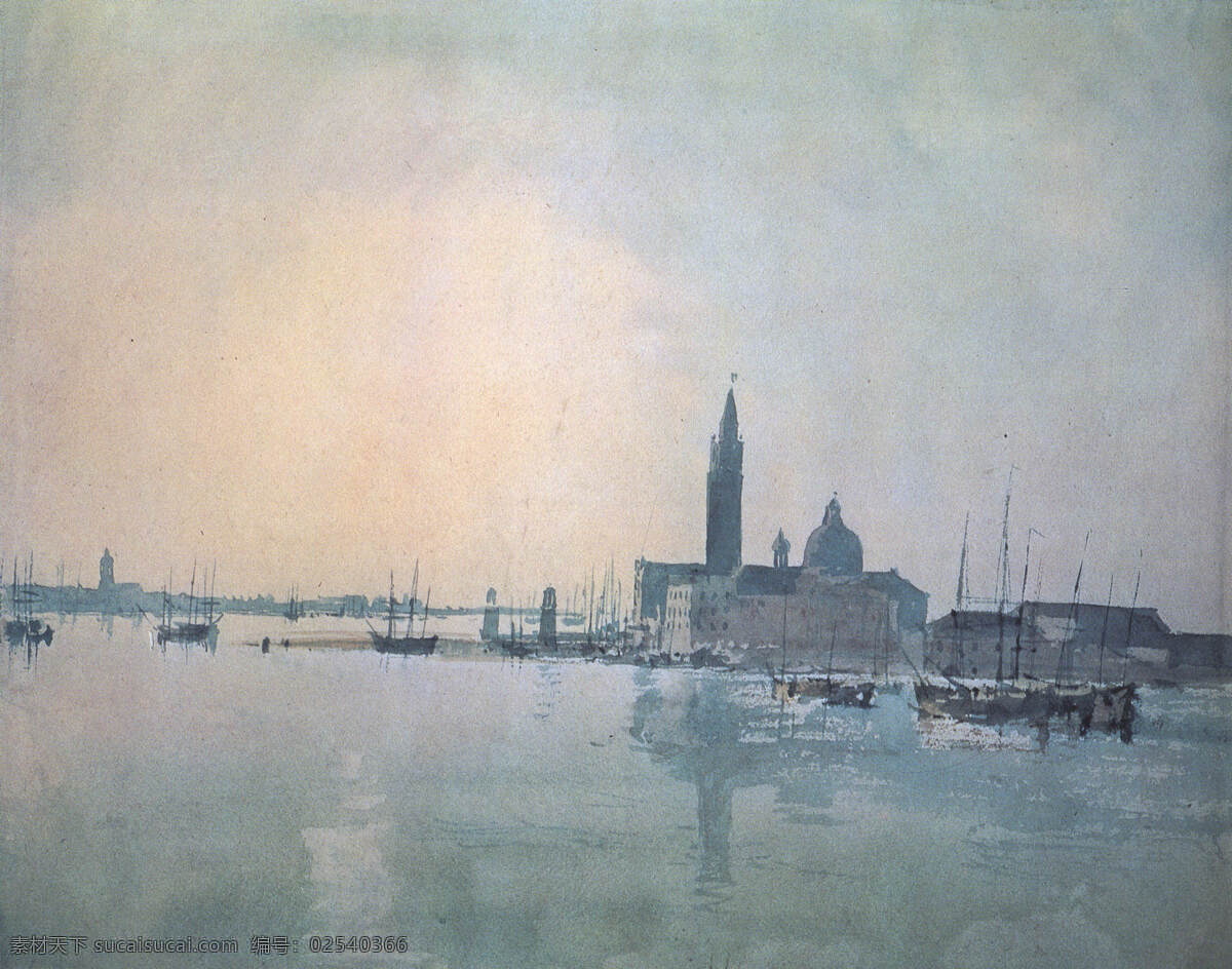 风平浪静 早晨 海景 绘画书法 世界名画 外国 文化艺术 油画 战舰 透纳 家居装饰素材