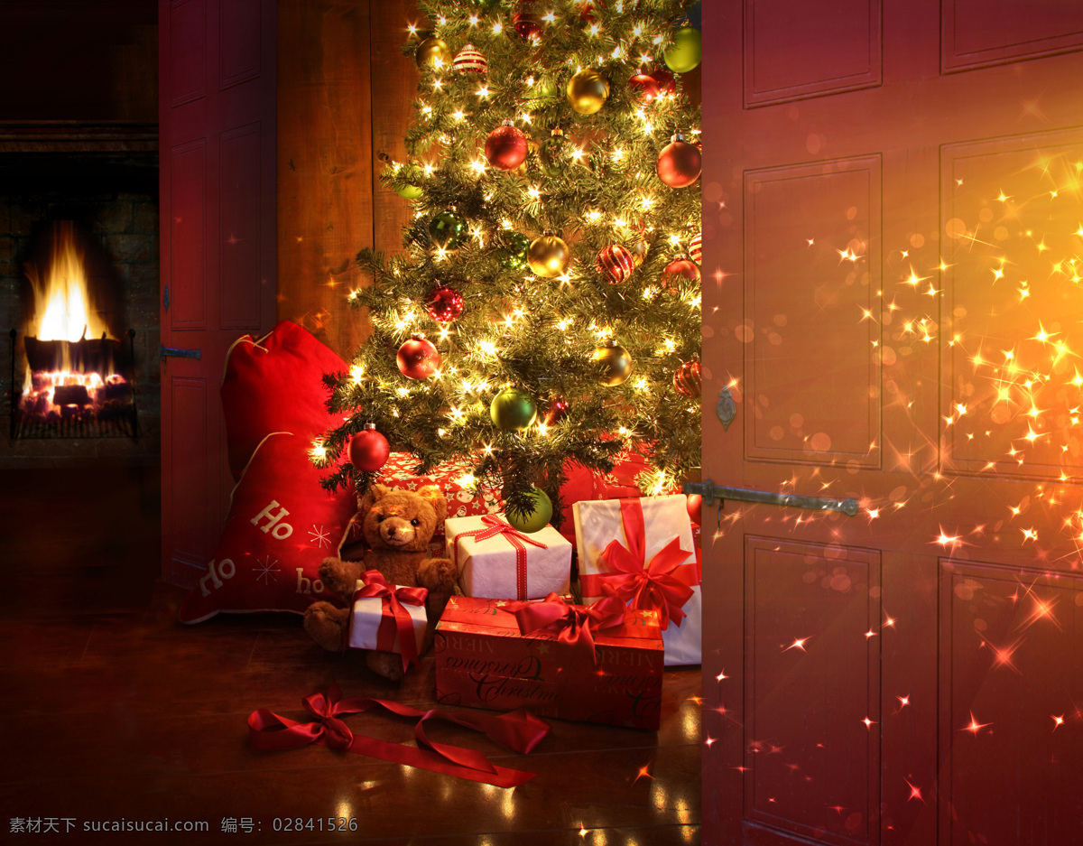礼品 礼物 礼盒 圣诞礼物 节日 喜庆 礼包 圣诞球 彩球 圣诞树 壁炉 梦幻光斑 节日庆典 圣诞素材 生活百科 黑色