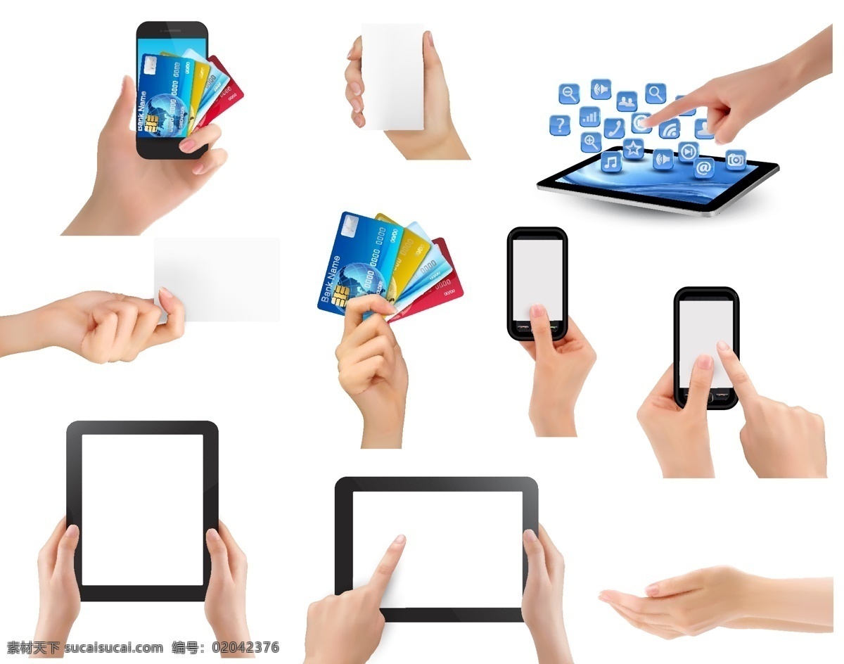 刷卡 玩 手机 各类 动作 手势 矢量素材 设计素材 背景素材
