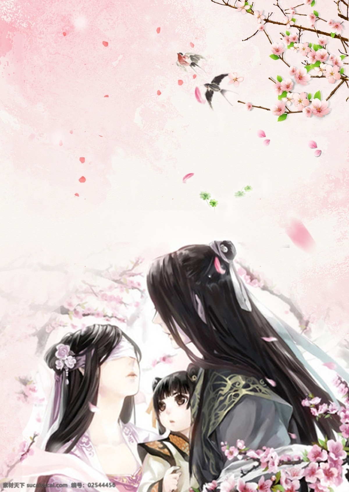 古风侠侣背景 古风 桃花 唯美 侠侣 爱情 动漫动画 风景漫画