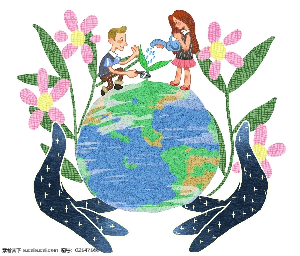 世界 地球日 保护 地球 世界地球日 保护地球 保护环境 卡通森林 绿色地球 绿色森林 绿色环境 小朋友 卡通
