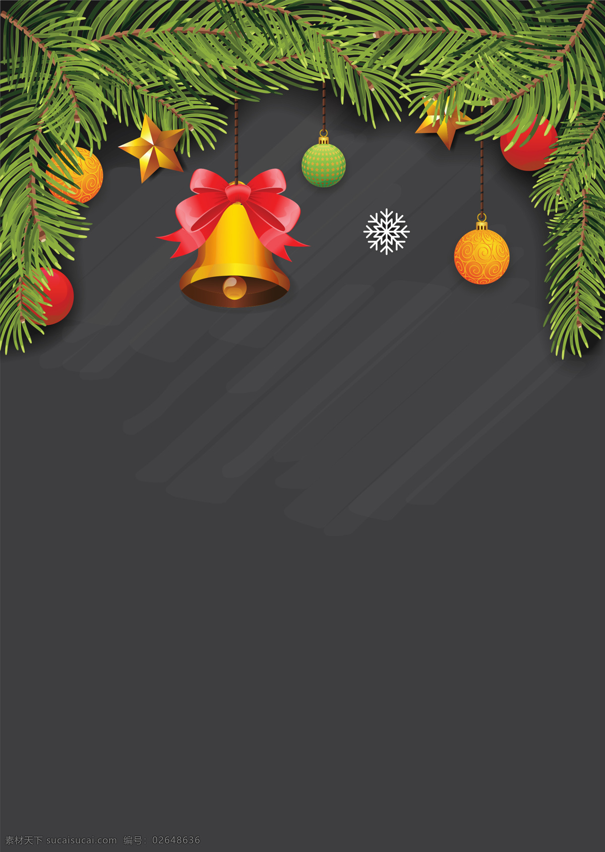 创意 个性 黑色 圣诞节 背景 彩球 卡通 铃铛 圣诞 手绘 树叶 星星 雪花 质感