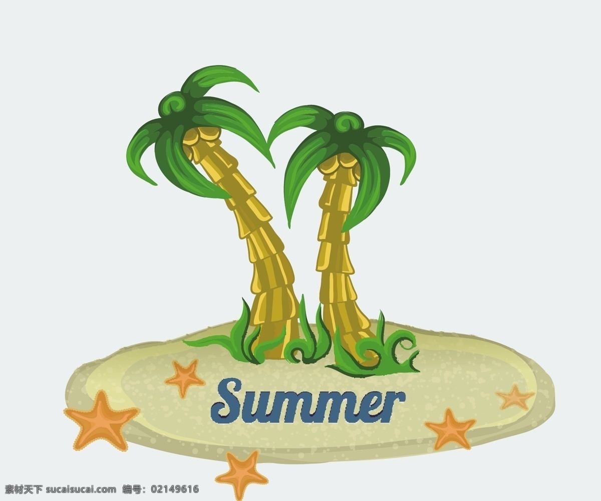 矢量 沙滩 椰子树 夏日 海滩 元素 素材图片 夏日海滩元素 可爱 卡通 椰树 鱼儿 太阳 太阳镜 排球 度假标签