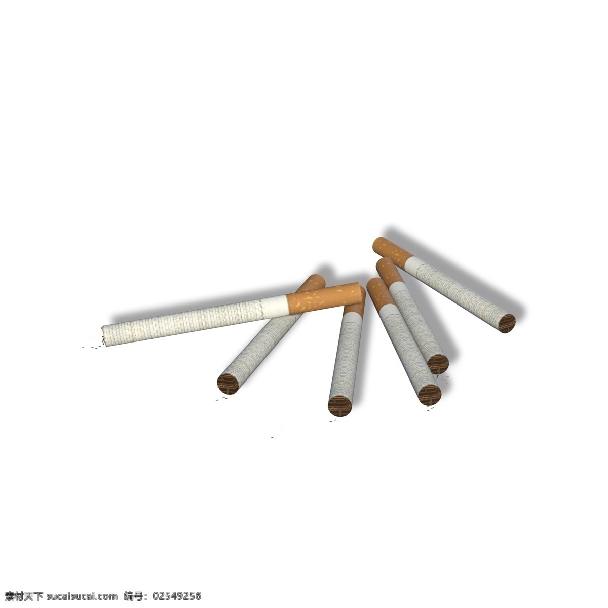 六 支 散落 无名 香烟 烟草 有害健康 禁止吸烟 卷烟