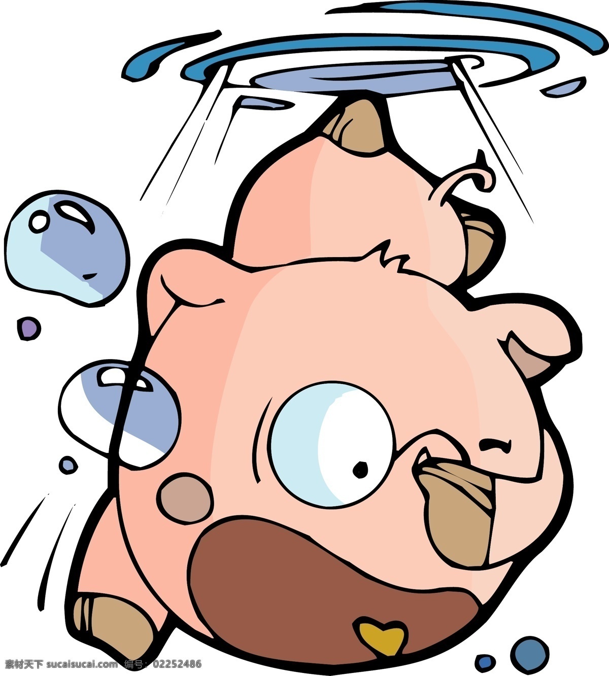 卡通 生肖 猪年 可爱 潜水 小 猪 矢量图