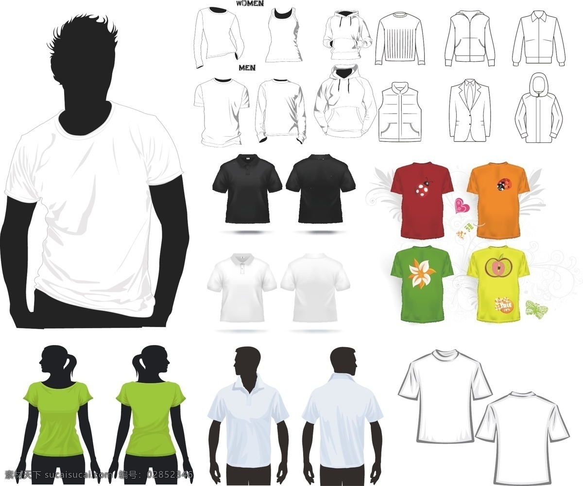 服装设计 t shirt 矢量 模板下载 效果图 正面 背面 tshirt 其他服装素材
