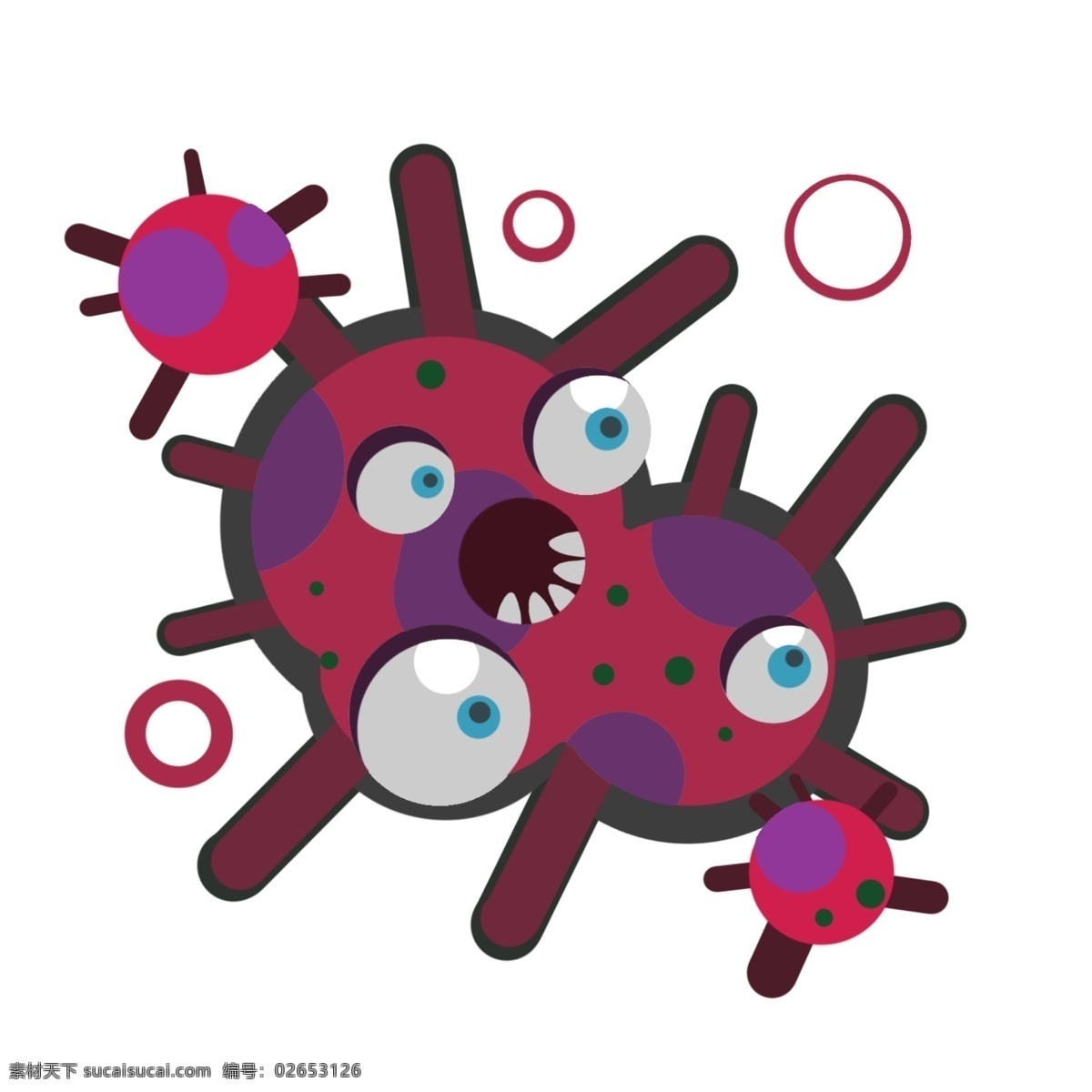 有害 细菌 小红 插画 红色的细菌 卡通插画 细菌插画 病菌插画 传染细菌 有害病菌 细菌小红插画