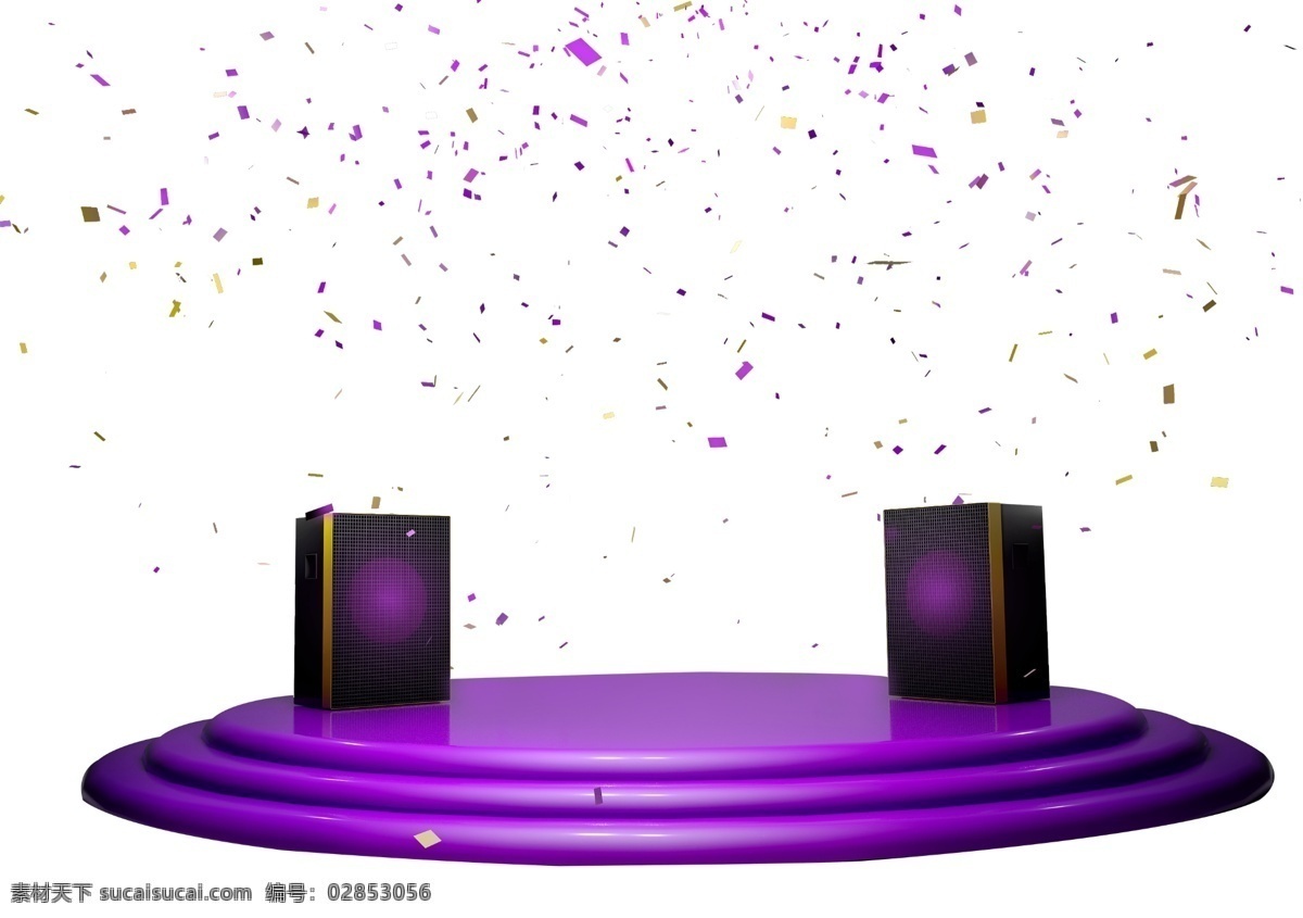紫色 音响 舞台 c4d 源文件 编辑 促销 热闹 碎片 颜色 气氛 多彩 多边形