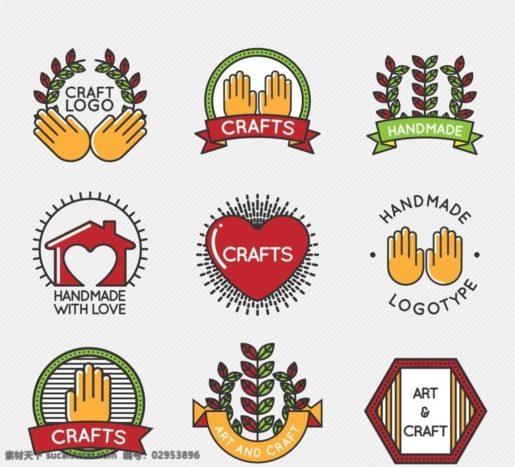 手工制作标志 爱心 房屋 手 条幅 叶子 彩绘 手工制作 标志 图标 icon 标志图标 其他图标
