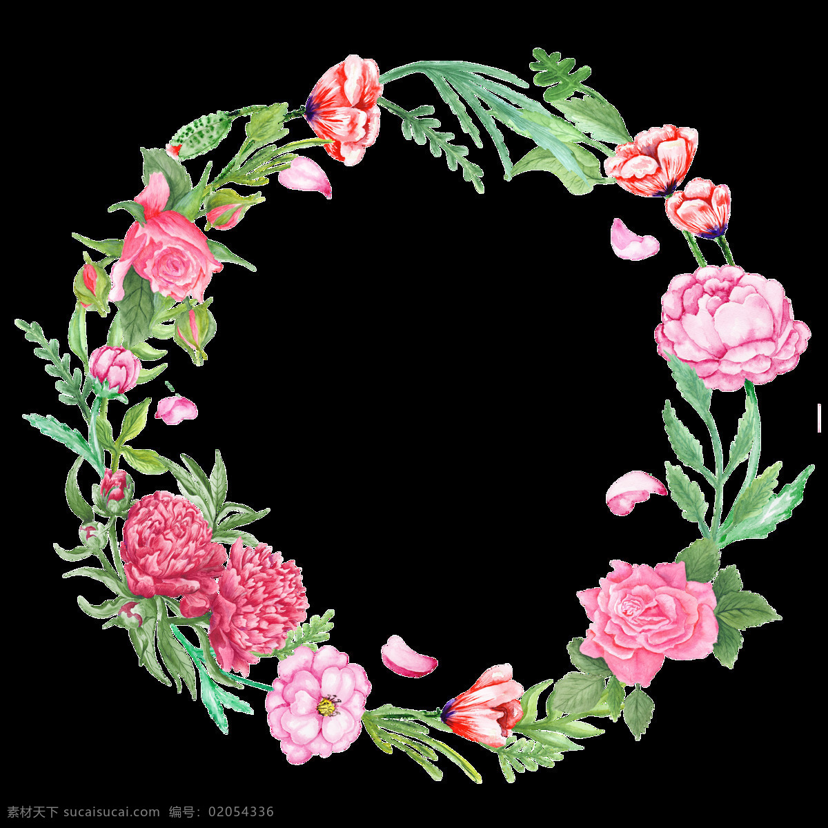 小清 新手 绘 手 帐 花朵 装饰 花环 花圈 玫瑰花 手帐装饰素材 月季花
