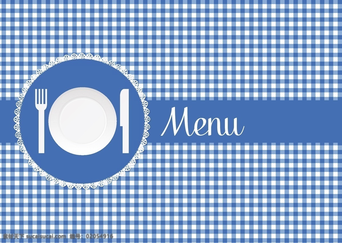 蓝色 格子 餐厅 菜单 封面 摘要背景壁纸 旗帜和徽章 设计元素 饰品装饰 纹理和图案 模板和模型