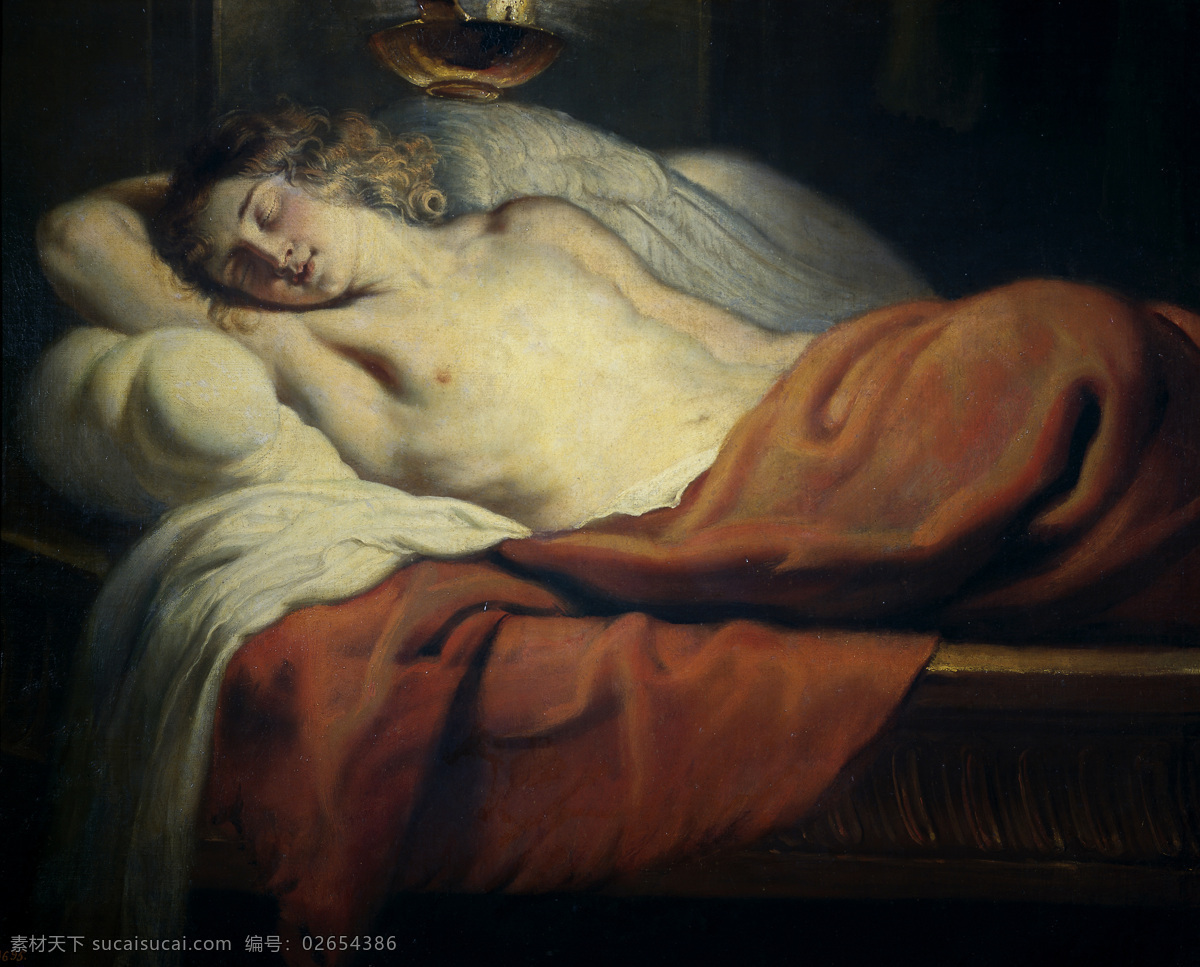 古典油画 绘画书法 文化艺术 油画 宗教油画 沉睡的天使 神话故事 巴洛克 时代 西班牙 普拉多 博物馆 收藏 装饰素材