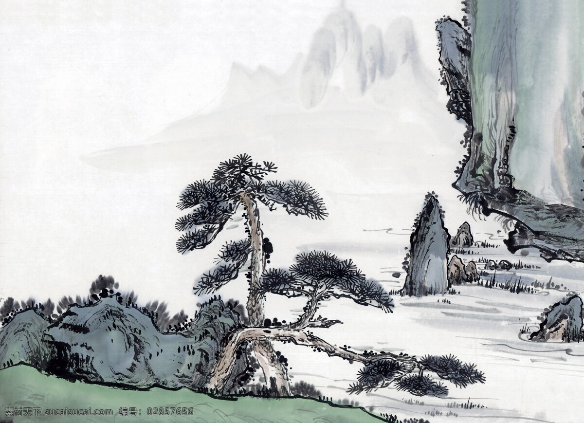 山水画 国画0019 国画 设计素材 山水画篇 中国画篇 书画美术 白色