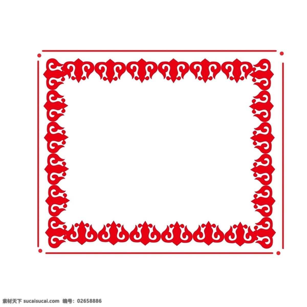 手绘 长方形 花纹 边框 商用 红色 镂空 纹路 文本框