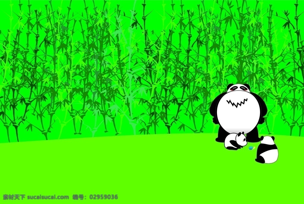 矢量熊猫竹林 矢量 熊猫 竹林 漫画 绿色 卡通 卡通设计