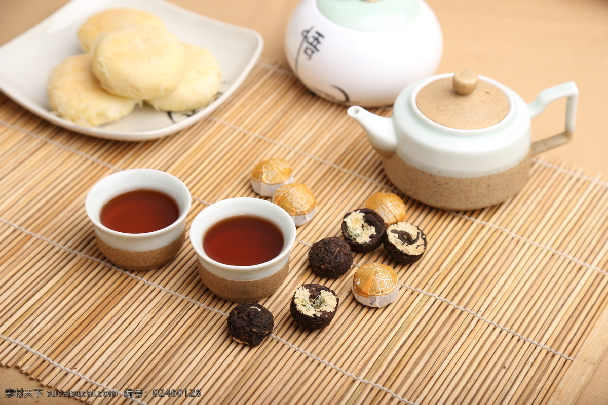 鲜花饼 小沱茶 茶杯 茶壶 茶 小沱茶摄影 餐饮美食 饮料酒水