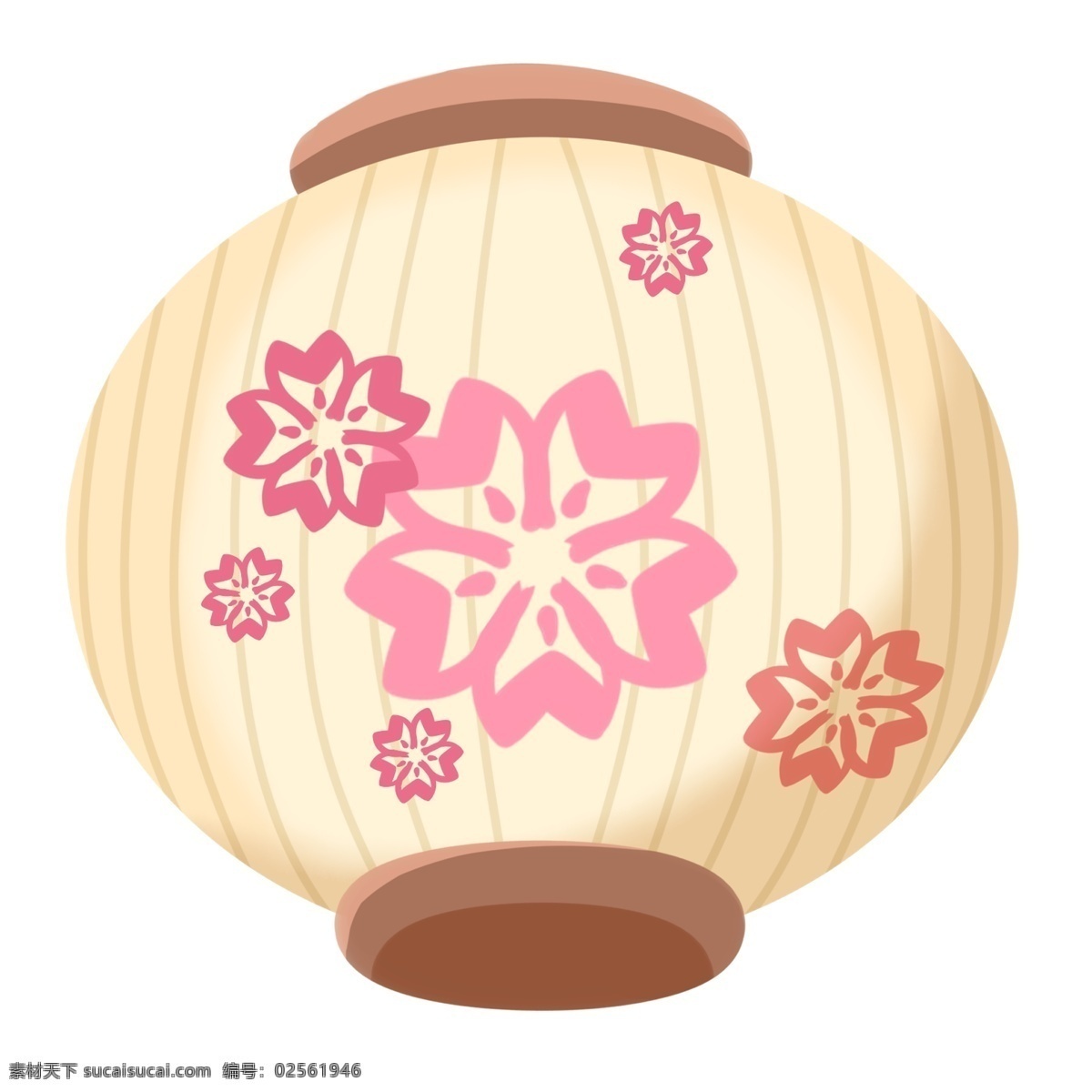 日本 花朵 灯笼 插画 大大的灯笼 卡通插画 日本插画 日本产物 日本风情 日本物品 日本的灯笼