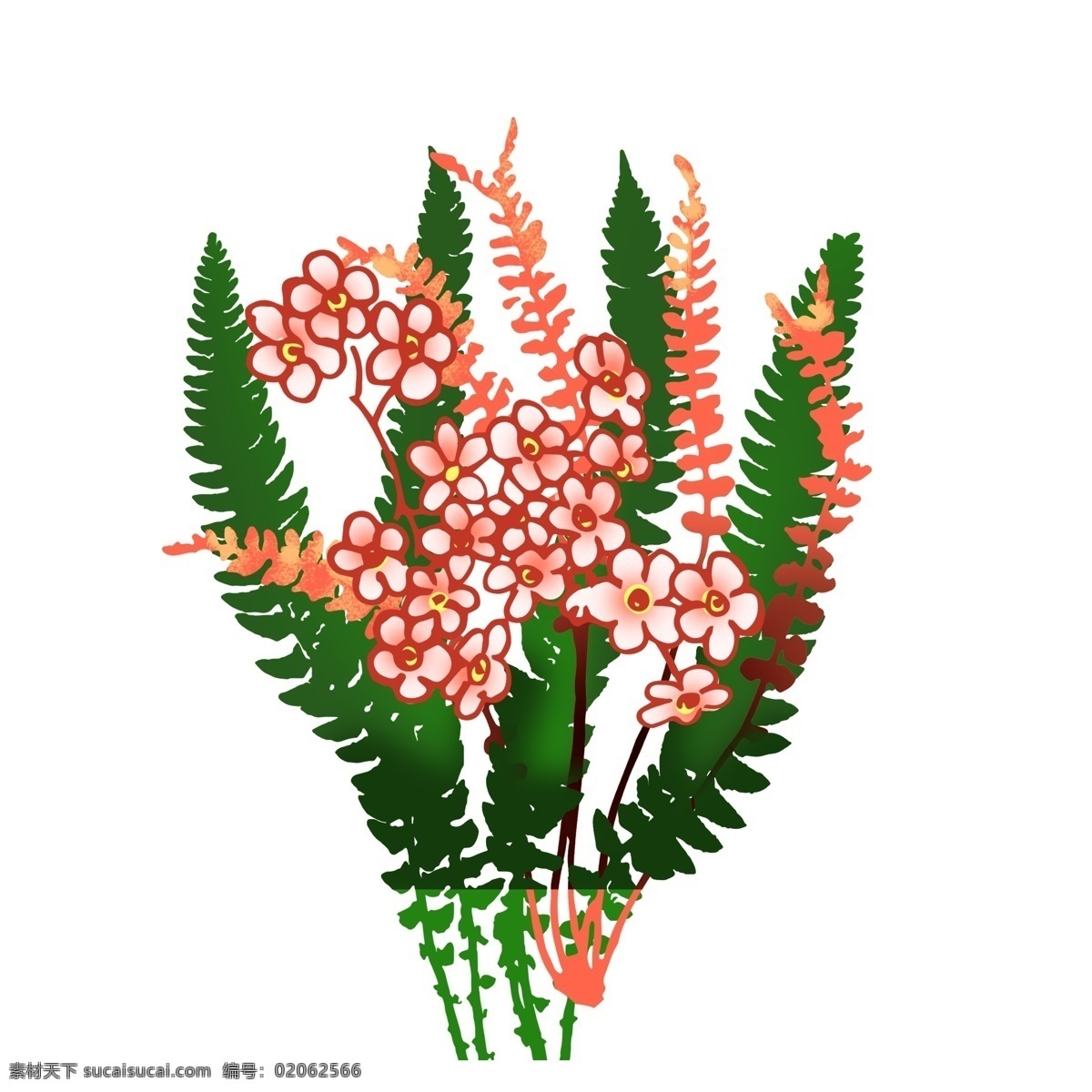 卡通 彩色 植物 小花 商用 元素 树叶 插画 psd设计 鲜花植物