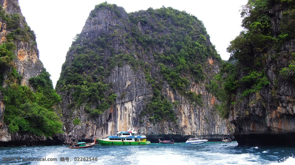 泰国风情 泰国旅游 东南亚风景 唯美风景 蓝天 白云 快艇 绿水 绿树 远山 国外旅游 旅游摄影