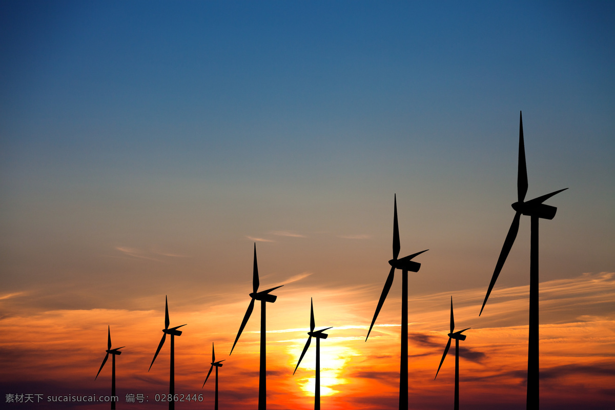 黄昏 风车 节能环保 风力电站 风力发电厂 其他类别 现代科技