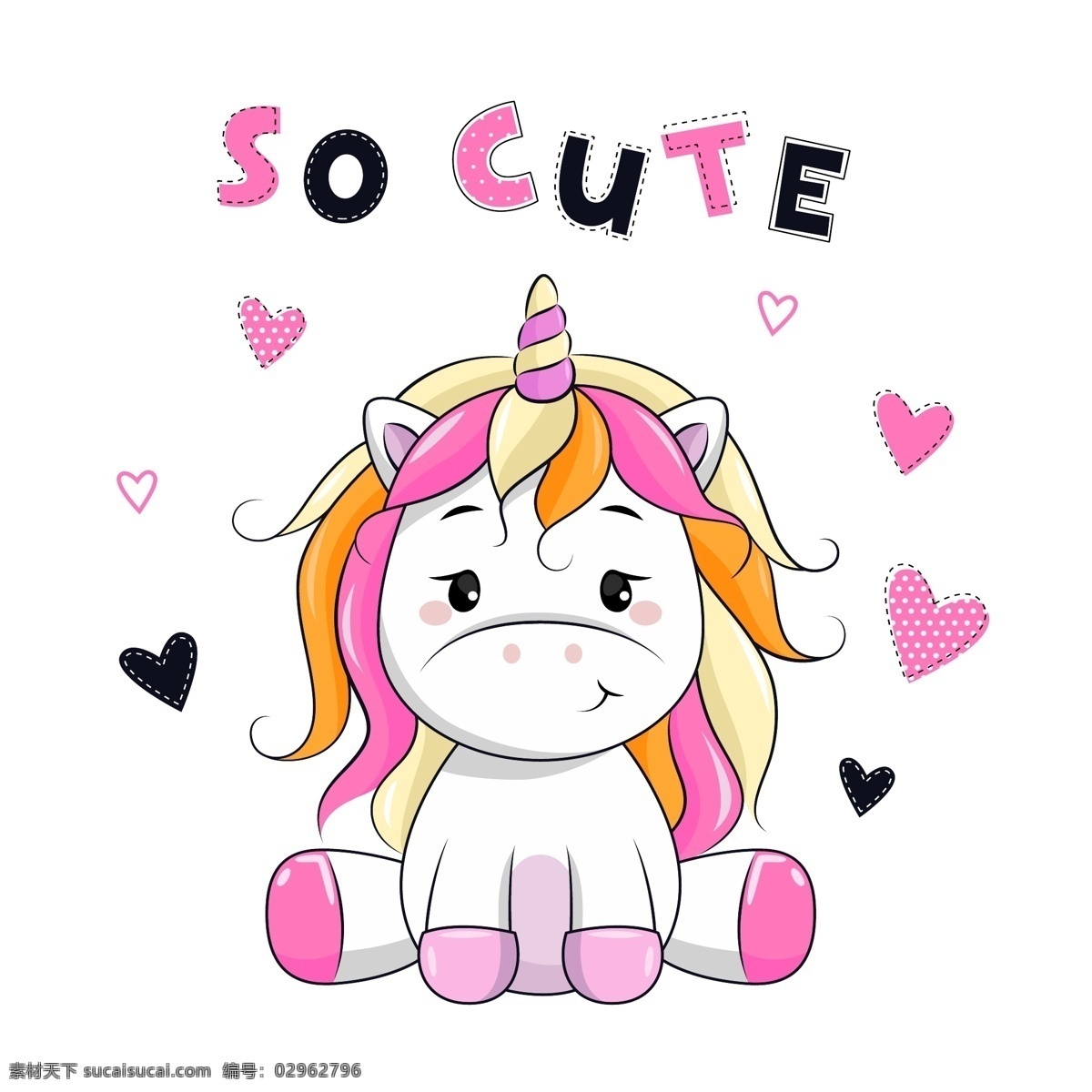 可爱 socute unicorn 粉色独角兽 动漫动画 动漫人物