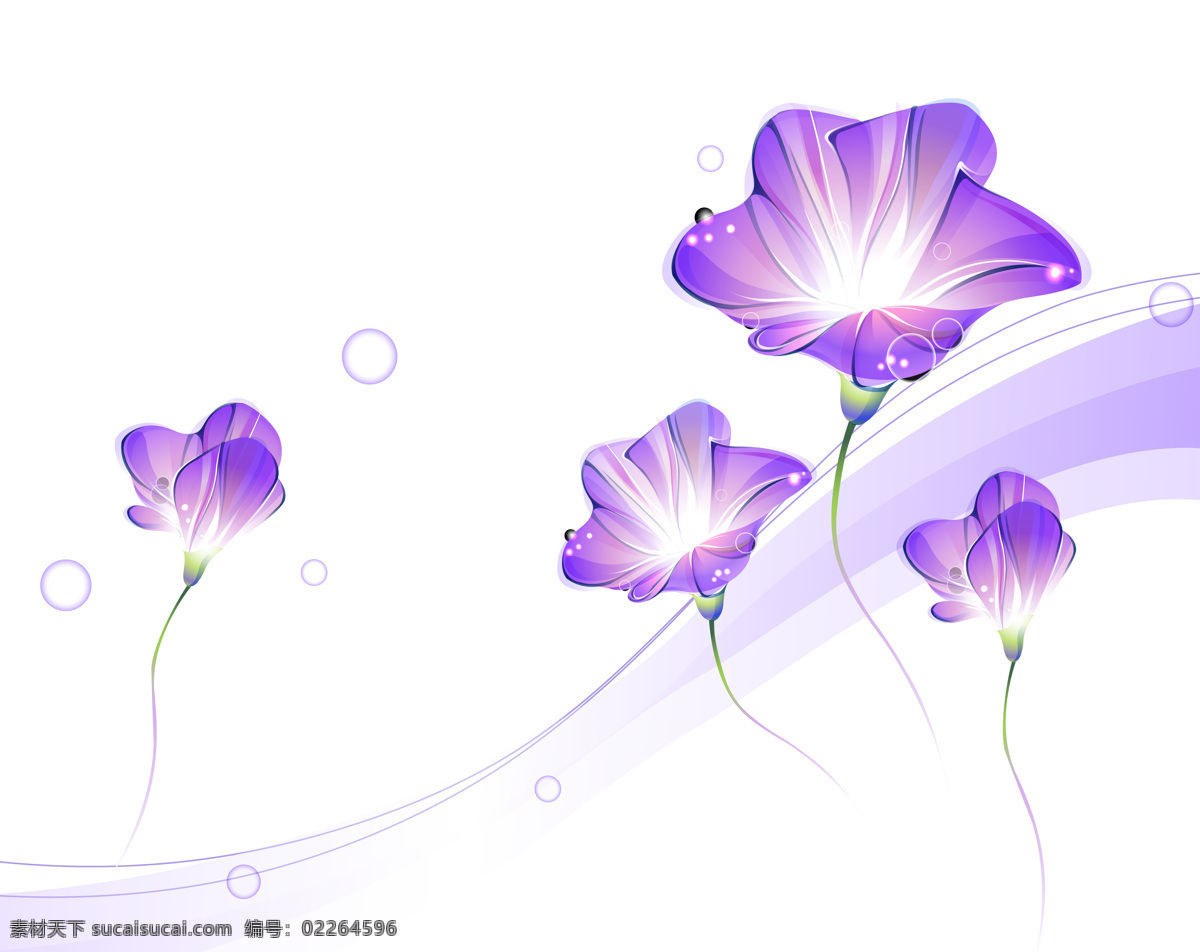 紫色 百合 移门 彩绘 图案 插画 飘带 圆圈 装饰素材