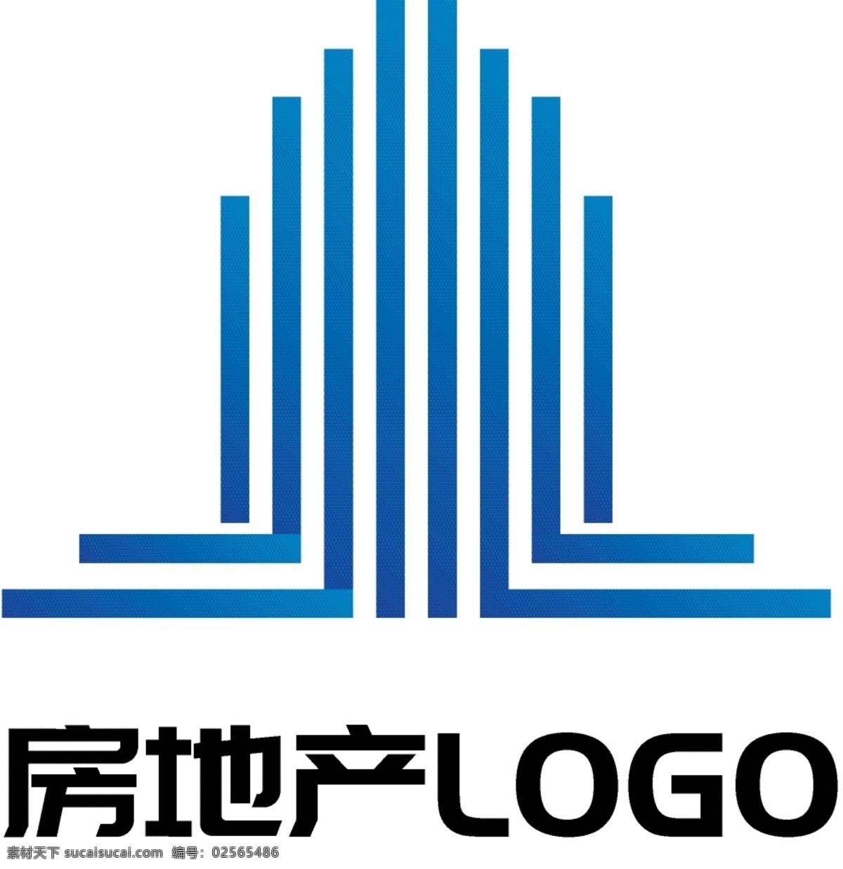 蓝色 线条 房地产 logo 标志
