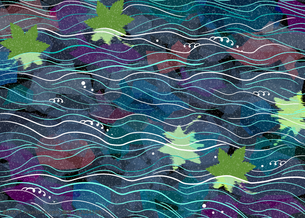 波浪 树叶 背景 底图 色彩 图案 波浪树叶 背景图片