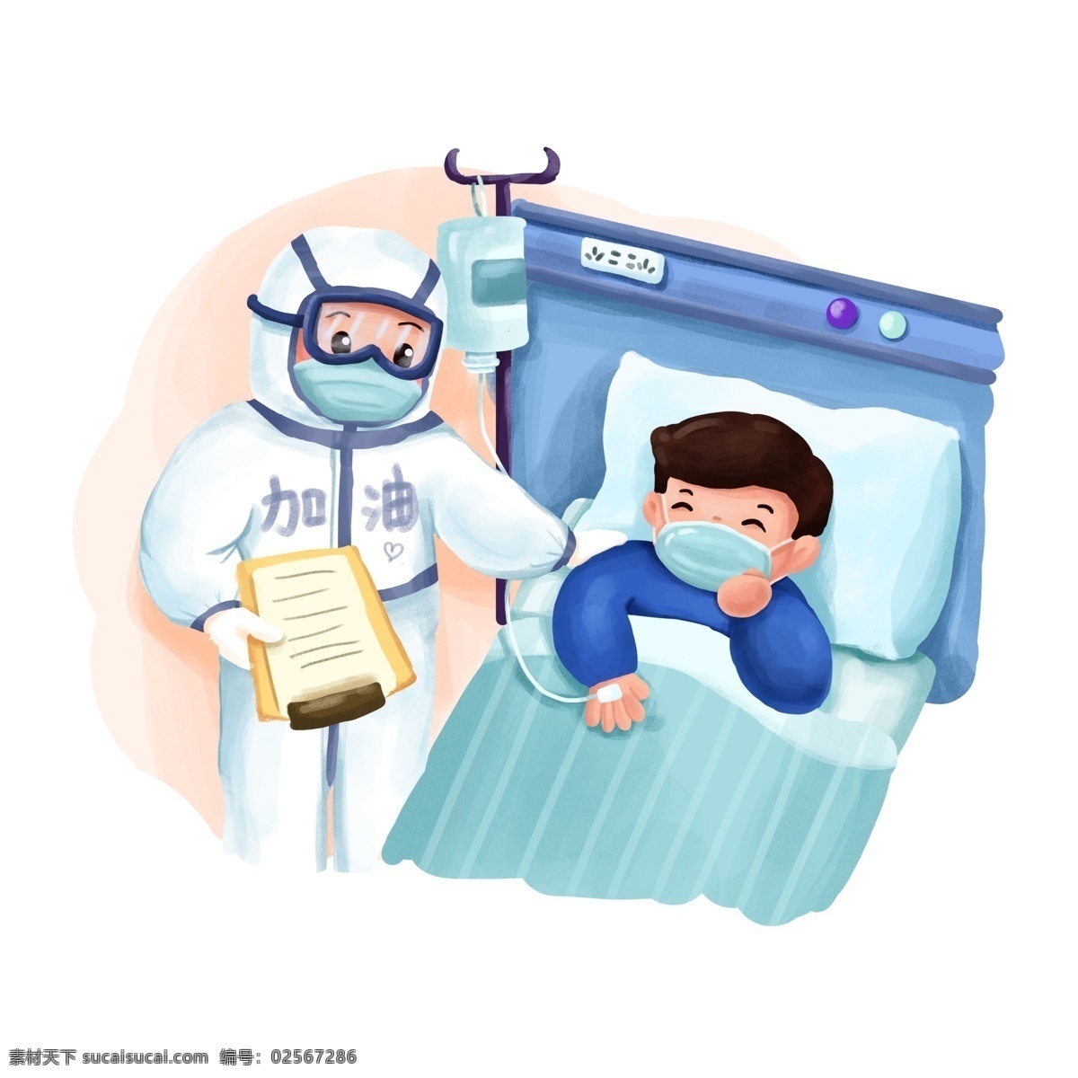 武汉 护士 病人 照顾病人手绘 照顾病人 手绘 口罩 卡通人物 动画 高清 加油 矢量元素 输液 动漫动画 动漫人物