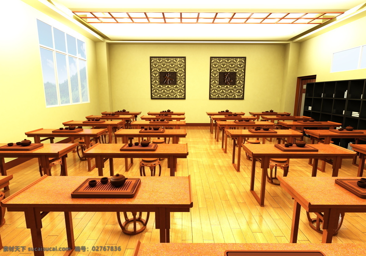 茶艺 教室 效果图 环境设计 教育 室内设计 学校 功能 装饰素材