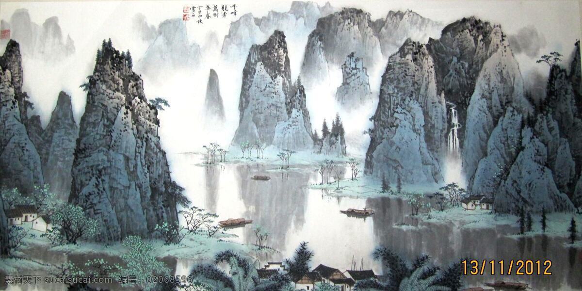 国画千峰竟芳 国画 山水浅绛 白雪石 千峰 竟芳 万树 争春 绘画书法 文化艺术