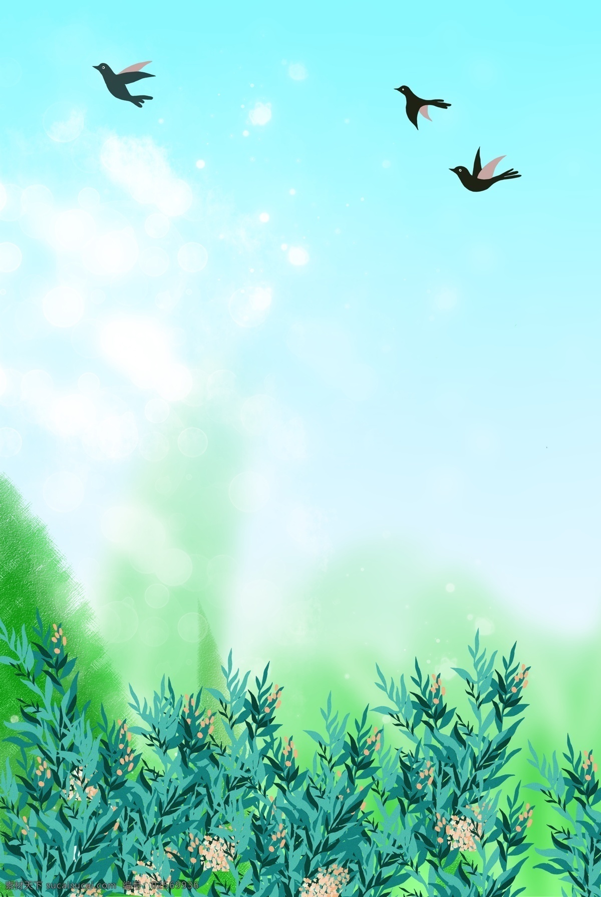 春季 上 新绿 植 燕子 分层 banner 春季上新 电商 淘宝 大促 春促 上新 促销背景 服饰背景 化妆品背景 绿植
