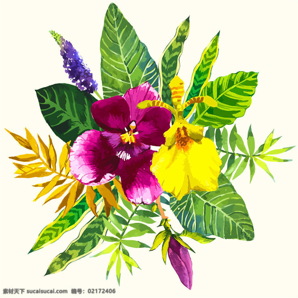 彩色 花卉 绿叶 图案 广告 背景 背景素材 素材免费下载 底纹背景