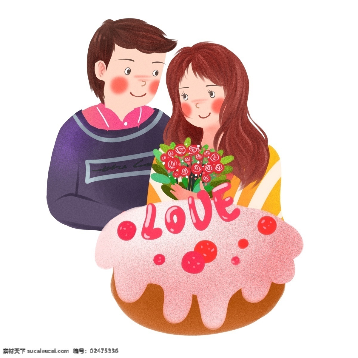 手绘 水彩 女孩 时尚女人 时尚女孩子 美丽女人 透明元素 免抠元素 长发 生日蛋糕