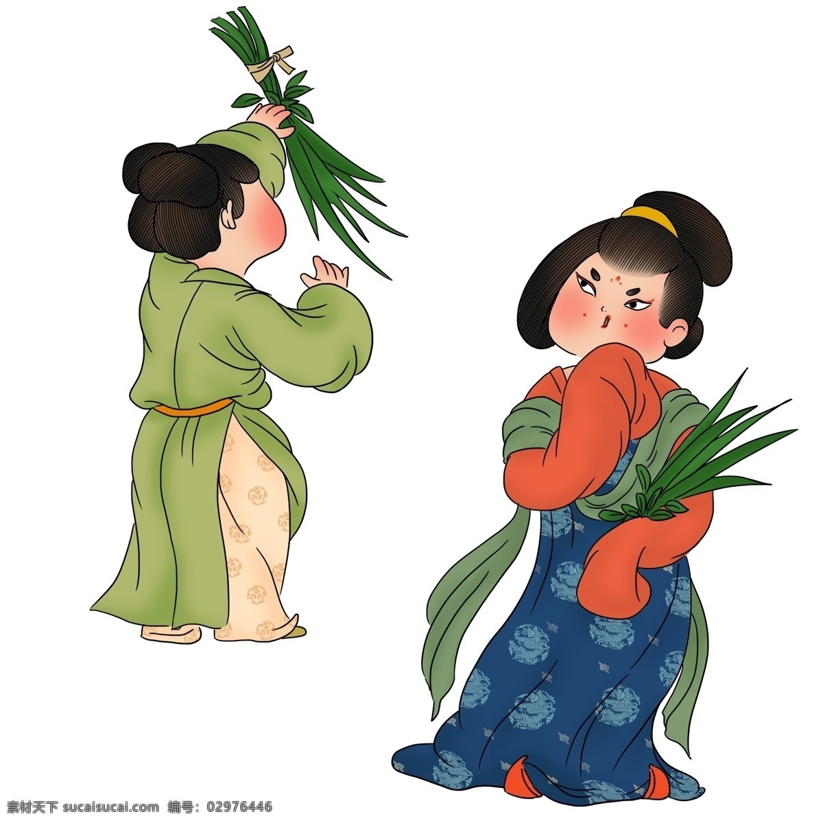 卡通 端午节 妇女 人物 女人 粽子 插画 五月初五