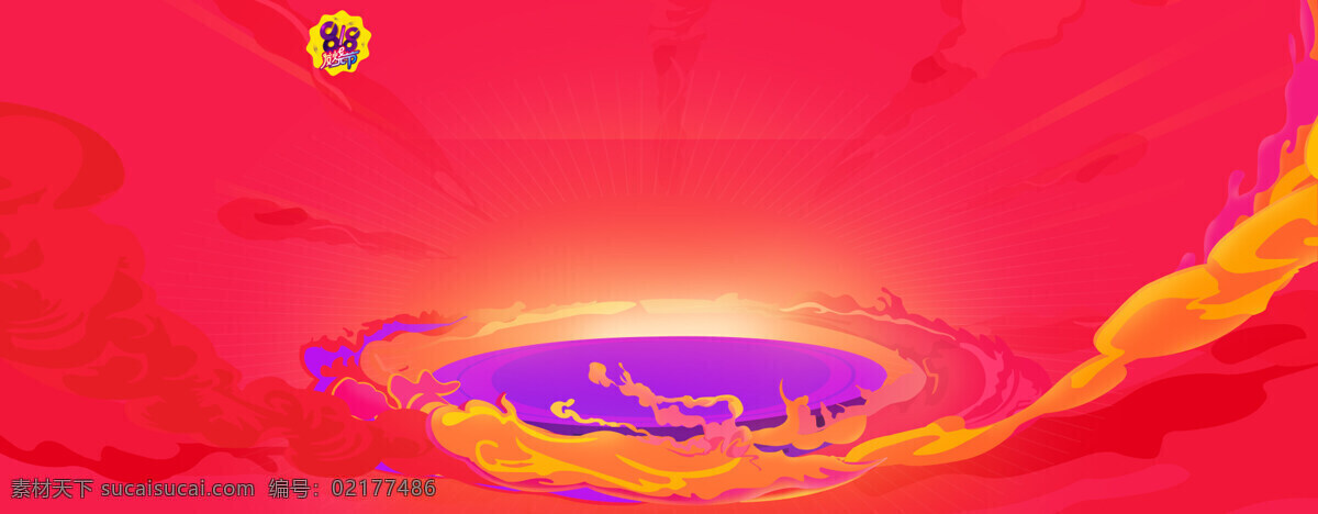 黄色 丝带 红 底 banner 背景 唯美 紫色圈圈 黄色丝带 红底