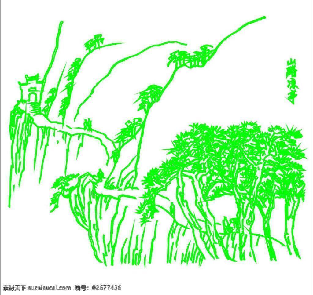 飞鸟 风景 风景画 绿树 美丽风景 青山绿水 山水 山水风景 山水画 矢量 模板下载 水画 自然风景 远山 松树 文化艺术 家居装饰素材 山水风景画