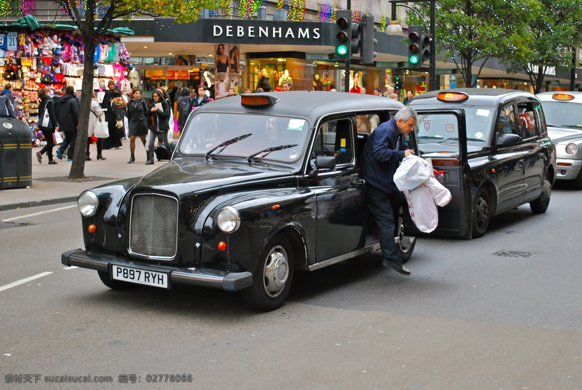 伦敦 街头 出租车 街道 大巴车 汽车 英国 城市 建筑 城市风光 环境家居 黑色